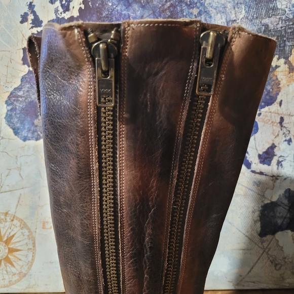 Bed Stu Stunning Distressed Brown Leather Tall Boots with Zippers And Buckle - Picture 8 of 16